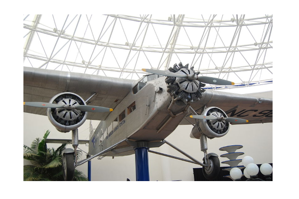 a pan am ford trimotor on display in a museum